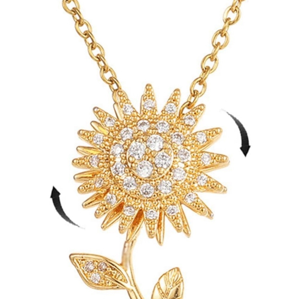 Rotatable Sunflower Necklace – Titanium Steel - Picture 5 of 6